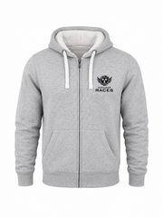 Grey Unisex Fluffy Nuclear Races Zip Hoodie