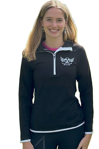 Ladies Nuclear Races Black 1/4 Zip Top