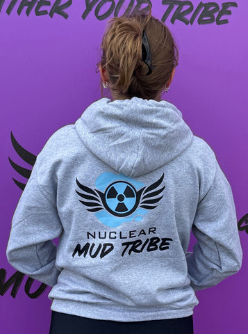 NEW Mud Tribe Unisex Grey and Blue Hoodie