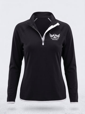 Ladies Nuclear Races Black 1/4 Zip Top